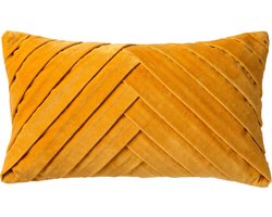 Dutch Decor FEMM – Kussenhoes 30x50 cm - velvet - effen kleur - Golden Glow - geel - met rits - zonder binnenkussen