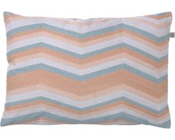 Dutch Decor FIEN - Kussenhoes 40x60 cm - lichtgrijs - roze- blauw - pasteltint - streepjes - met rits