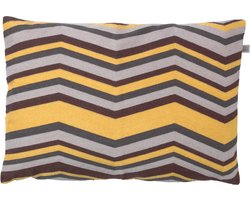 Dutch Decor FIEN - Kussenhoes 40x60 cm - zand - geel - bruin - grijs - retro - streepjes - met rits