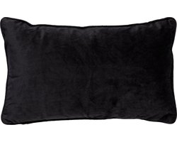 Dutch Decor FINN - Kussenhoes 30x50 cm - velvet - lendekussen - Raven - zwart - met rits - zonder binnenkussen