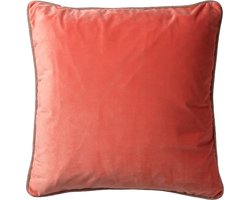 Dutch Decor FINN - Kussenhoes 45x45 cm - velvet - effen kleur - met glitterbies - Coral - koraalroze - met rits - zonder binnenkussen