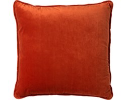 Dutch Decor FINN - Kussenhoes 45x45 cm - velvet - effen kleur - Potters Clay - oranje - met rits - zonder binnenkussen