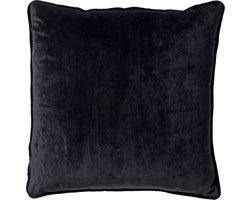 Dutch Decor FINN - Kussenhoes 45x45 cm - velvet - effen kleur - Raven - zwart - met rits - zonder binnenkussen