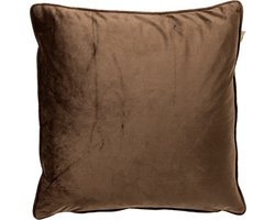 Dutch Decor FINN - Kussenhoes 60x60 cm - velvet - effen kleur - Chocolate Martini - donkerbruin - met rits - zonder binnenkussen