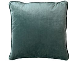 Dutch Decor FINN - Kussenhoes 60x60 cm - velvet - effen kleur - Sagebrush Green - groen - met rits - zonder binnenkussen