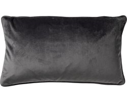 Dutch Decor FINN - Sierkussen 30x50 cm - velvet - lendekussen - Charcoal Gray - antraciet - Inclusief binnenkussen