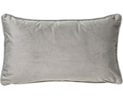 Dutch Decor FINN - Sierkussen 30x50 cm - velvet - lendekussen - Micro Chip - lichtgrijs - Inclusief binnenkussen