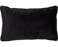 Dutch Decor FINN - sierkussen 30x50 cm - velvet - lendekussen - Raven - zwart - Inclusief binnenkussen - Luxe kussens voor woonkamer & bank