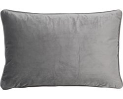 Dutch Decor FINN - Sierkussen 40x60 cm - velvet - effen kleur - Micro Chip - lichtgrijs - Inclusief binnenkussen