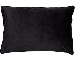 Dutch Decor FINN - Sierkussen 40x60 cm - velvet - effen kleur - Raven - zwart - Inclusief binnenkussen