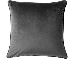 Dutch Decor FINN - Sierkussen 45x45 cm - velvet - effen kleur - Charcoal Gray - antraciet - Inclusief binnenkussen - Luxe kussens voor woonkamer & bank