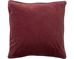 Dutch Decor FINN - Sierkussen 45x45 cm - velvet - effen kleur - Merlot - rood - Inclusief binnenkussen - Luxe kussens voor woonkamer & bank