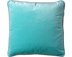 Dutch Decor FINN - Sierkussen 45x45 cm - velvet - effen kleur - met glitterbies - Antiqua Sand - lichtblauw - Inclusief binnenkussen