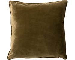 Dutch Decor FINN - Sierkussen 45x45 cm - velvet - effen kleur - Military Olive - groen - Inclusief binnenkussen