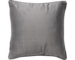 Dutch Decor FINN - Sierkussen 60x60 cm - velvet - effen kleur - Micro Chip - lichtgrijs - Inclusief binnenkussen - Luxe kussens voor woonkamer & bank