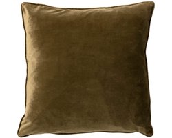 Dutch Decor FINN - Sierkussen 60x60 cm - velvet - effen kleur - Military Olive - groen - Inclusief binnenkussen