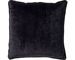 Dutch Decor FINN - Sierkussen 60x60 cm - velvet - effen kleur - Raven - zwart - Inclusief binnenkussen