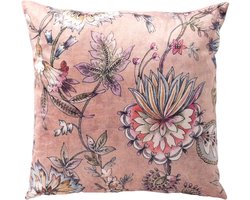 Dutch Decor FLORE - kussenhoes 45x45 cm - bloemenprint - Misty Rose - roze - met rits - zonder binnenkussen