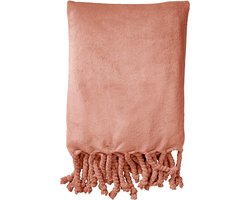 Dutch Decor - FLORIJN - Plaid 150x200 cm - grote fleece plaid met flosjes - Muted Clay - roze