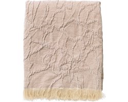 Dutch Decor - FLORINE - Plaid 140x180 cm - met ingeweven patroon - effen kleur met franjes - Pumice Stone - beige