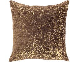 Dutch Decor FLOW - kussenhoes 45x45 cm - chenille - metallic - Chocolate Martini - bruin, goud - met rits - zonder binnenkussen