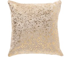 Dutch Decor FLOW - sierkussen 45x45 cm - chenille - metallic - beige, goud - Inclusief binnenkussen - Luxe kussens voor woonkamer & bank