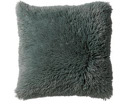 Dutch Decor FLUFFY - Kussenhoes 45x45 cm - superzacht - effen kleur - Jadeite - lichtgroen - met rits - zonder binnenkussen