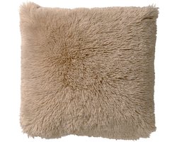Dutch Decor FLUFFY - Kussenhoes 45x45 cm - superzacht - effen kleur - Pumice Stone - beige - met rits - zonder binnenkussen