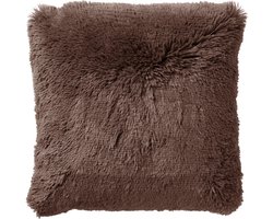 Dutch Decor FLUFFY - kussenhoes 60x60 cm - superzacht - XL kussenhoes - Chocolate Martini - bruin - met rits - zonder binnenkussen