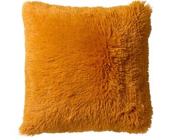 Dutch Decor FLUFFY - kussenhoes 60x60 cm - superzacht - XL kussenhoes - Golden Glow - geel - met rits - zonder binnenkussen