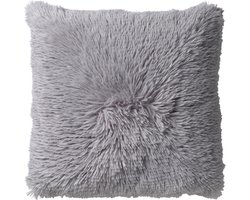 Dutch Decor FLUFFY - kussenhoes 60x60 cm - superzacht - XL kussenhoes - Micro Chip - grijs - met rits - zonder binnenkussen