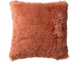 Dutch Decor FLUFFY - kussenhoes 60x60 cm - superzacht - XL kussenhoes - Muted Clay - roze - met rits - zonder binnenkussen