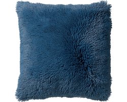 Dutch Decor FLUFFY - kussenhoes 60x60 cm - superzacht - XL kussenhoes - Provincial Blue - blauw - met rits - zonder binnenkussen