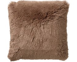 Dutch Decor FLUFFY - kussenhoes 60x60 cm - superzacht - XL kussenhoes - Tobacco Brown - bruin - met rits - zonder binnenkussen
