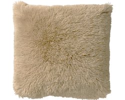 Dutch Decor FLUFFY - Kussenhoes 60x60 cm - superzacht - XL kussensloop - Pumice Stone - beige - met rits - zonder binnenkussen