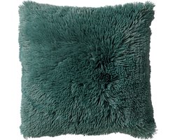 Dutch Decor FLUFFY - Sierkussen 45x45 cm - superzacht - effen kleur - Sagebrush Green - groen - Inclusief binnenkussen