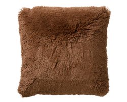 Dutch Decor FLUFFY - Sierkussen 45x45 cm - superzacht - effen kleur - Tobacco Brown – bruin - Inclusief binnenkussen - Luxe kussens voor woonkamer & bank