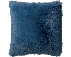 Dutch Decor FLUFFY - sierkussen 60x60 cm - superzacht - XL kussen - Provincial Blue - blauw - Inclusief binnenkussen - Luxe kussens voor woonkamer & bank