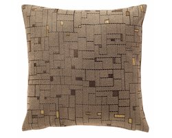 Dutch Decor GIBSON - sierkussen 45x45 cm - gouddraad - geometrisch motief - Sepia Tint - bruin, goud - Inclusief binnenkussen - Luxe kussens voor woonkamer & bank