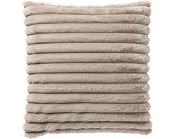 Dutch Decor HAZEL - Sierkussen 50x50cm - in effen kleur - strepen - heerlijk zacht - Pumice Stone - beige - Inclusief binnenkussen