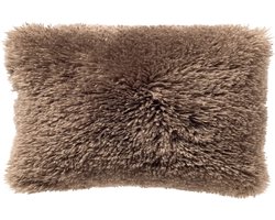 Dutch Decor IBBY - kussenhoes 40x60 cm - gerecycled - fluffy - Driftwood - taupe - met rits - zonder binnenkussen
