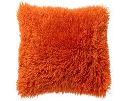 Dutch Decor IBBY - kussenhoes 45x45 cm - gerecycled - fluffy - Apricot Orange - oranje - met rits - zonder binnenkussen