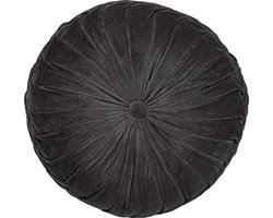 Dutch Decor - KAJA - sierkussen Ø40 cm - rond - velvet - Charcoal Gray - antraciet