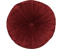 Dutch Decor - KAJA - sierkussen Ø40 cm - rond - velvet - Merlot - rood