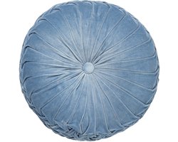 Dutch Decor - KAJA - sierkussen Ø40 cm - rond - velvet - Provincial Blue - blauw