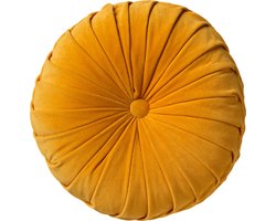 Dutch Decor - KAJA - Sierkussen rond velvet Ø40 cm - Golden Glow - geel