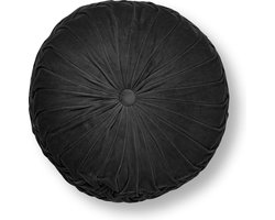 Dutch Decor - KAJA - Sierkussen rond velvet Ø40 cm - Raven - zwart