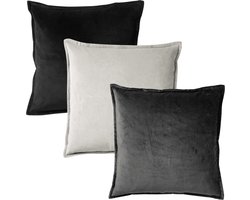 Dutch Decor - KUSSENSET - 3-delig - Caith Trio - 50x50 cm - complete sierkussens - zwart, grijs - Met Ritssluiting – Decoratie Kussens - Comfortabele kussentjes voor op de Bank