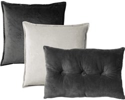 Dutch Decor - KUSSENSET - 3-delig - Caith & Valerie - 50x50 cm, 40x60 cm - sierkussens inclusief binnenkussens - antraciet, grijs - Met Ritssluiting – Decoratie Kussens - Comfortabele kussentjes voor op de Bank