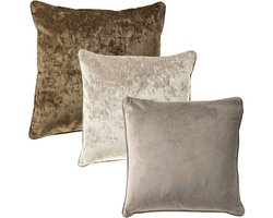 Dutch Decor - KUSSENSET - 3-delig - Elegant Layers - 60x60 cm en 45x45 cm - inclusief binnenkussens - groen, beige, taupe - Met Ritssluiting – Decoratie Kussens - Comfortabele kussentjes voor op de Bank
